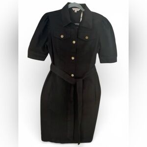 Nannette Lapore Black Mini Denim Dress with Gold Accents 19” P2P